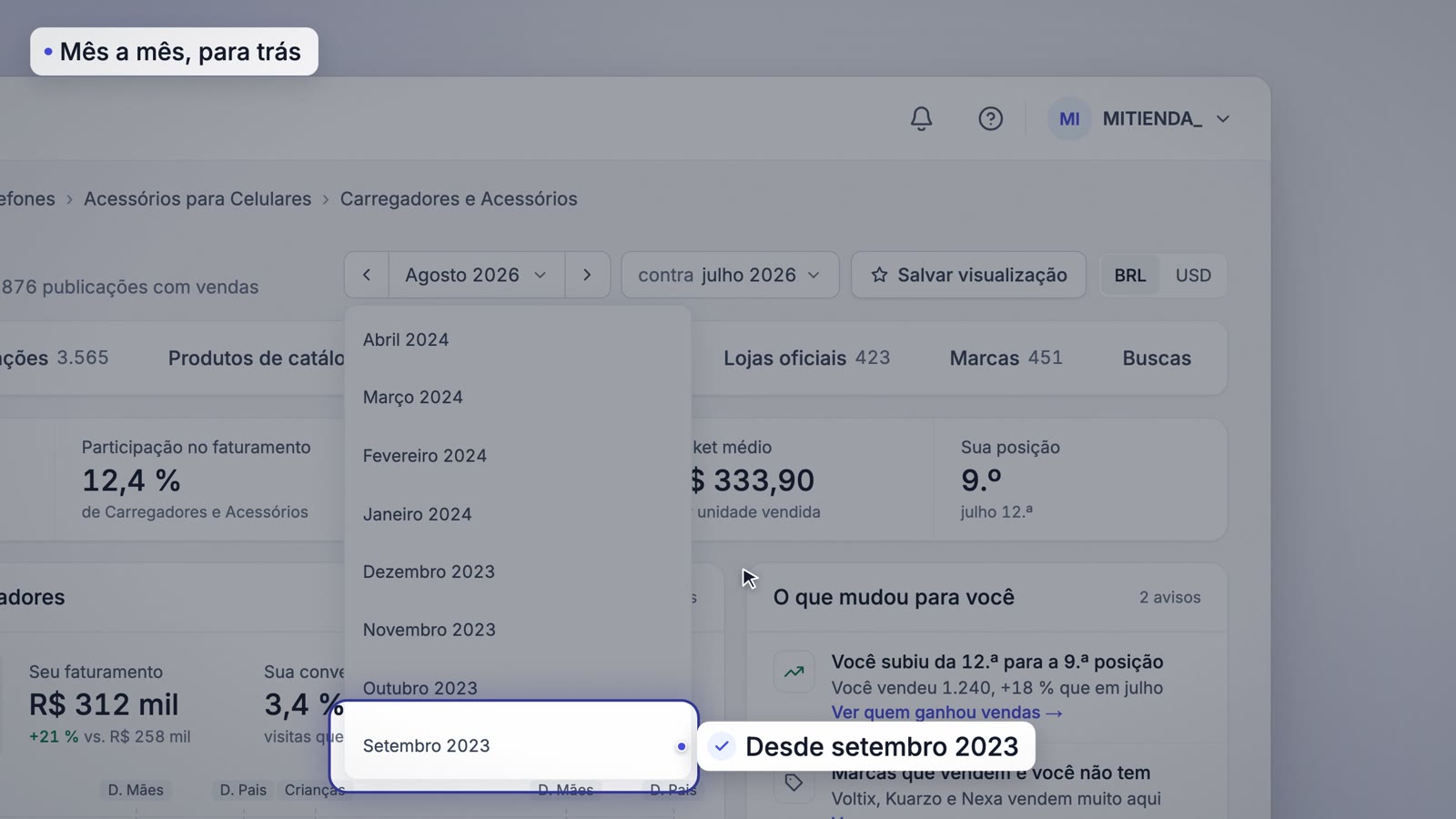 Seletor de mês, desde setembro de 2023